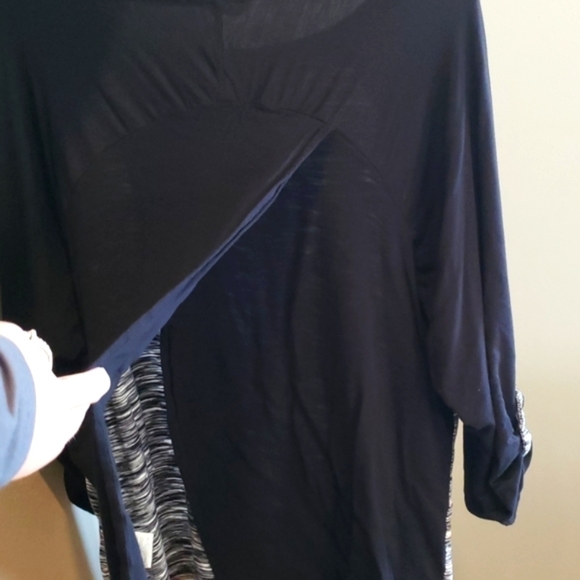 Dept 222 Black White ¾ Sleeve Top 2XL Open Back Detail - Picture 3 of 7